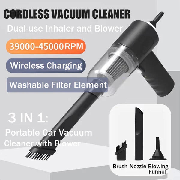 PowerVac™ Portable Vacuum & Blower | Wireless Handheld Cleaner for Car, Desk & Camping Use