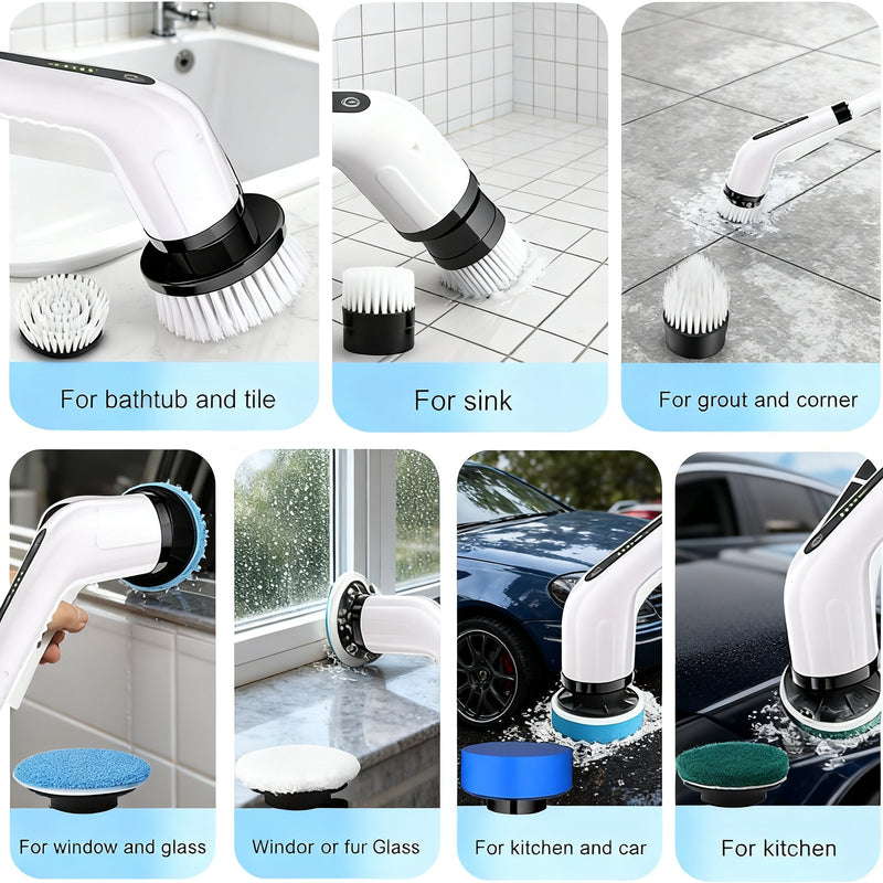 TurboScrub 9-in-1 Electric Spin Scrubber | Deep Cleaning Brush for Bathroom, Kitchen & Tiles