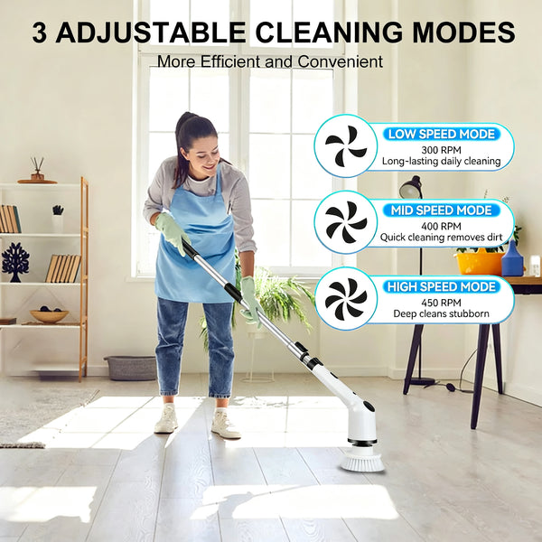 TurboScrub 9-in-1 Electric Spin Scrubber | Deep Cleaning Brush for Bathroom, Kitchen & Tiles