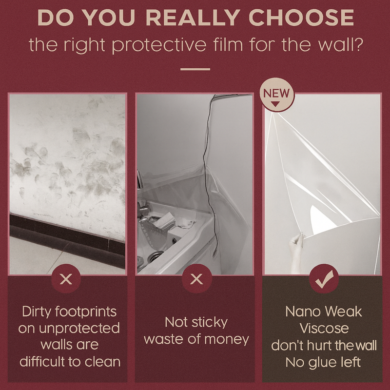 WallGuard | Transparent Electrostatic Wall Protection Film | Peel & Stick Anti-Stain Sheet