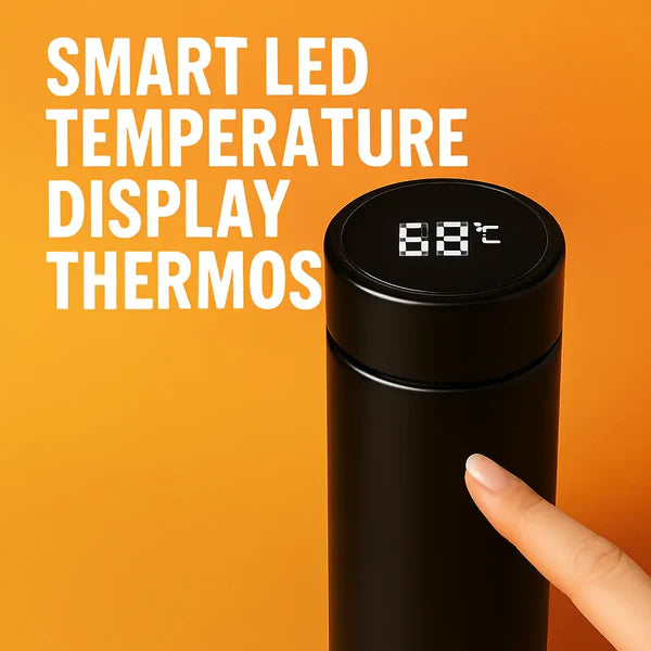 TempSip Smart LED Thermos Bottle | 500ml Black Stainless Steel Flask