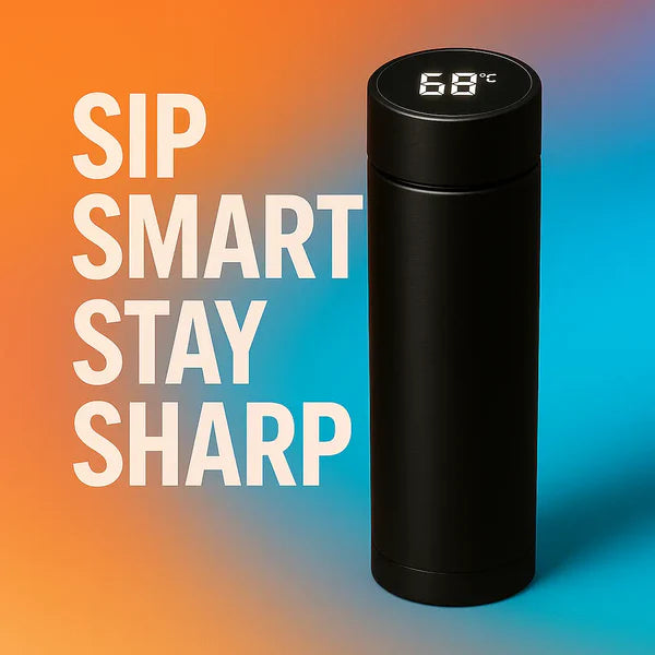 TempSip Smart LED Thermos Bottle | 500ml Black Stainless Steel Flask