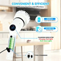 TurboScrub 9-in-1 Electric Spin Scrubber | Deep Cleaning Brush for Bathroom, Kitchen & Tiles