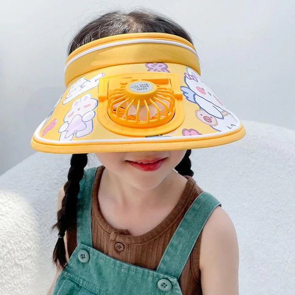 BreezeBeast Animal-Themed Kids' Sun Visor Cap with Built-in Fan