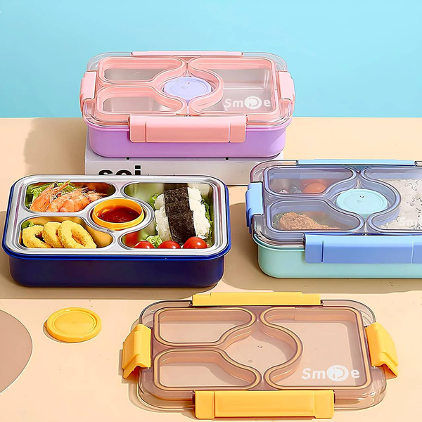 QuadSteel Lunch Box – 4-Grid Compartment Meal Organizer