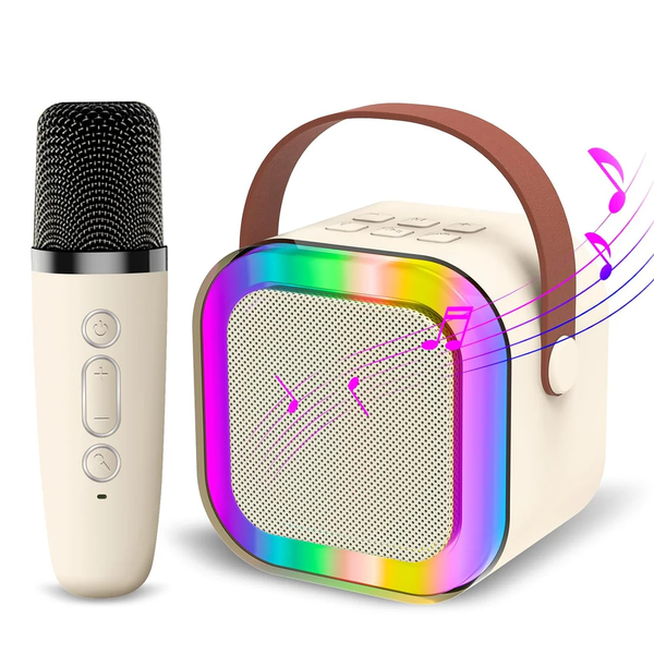 SingSpark Mini Bluetooth Karaoke Mic & Speaker for Kids with RGB Lights