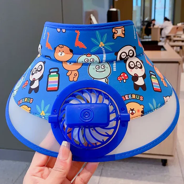 BreezeBeast Animal-Themed Kids' Sun Visor Cap with Built-in Fan
